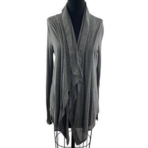 Helmut Lang Gray Cardigan Sweater Micro Modal Open Front Long Sleeve FLAW